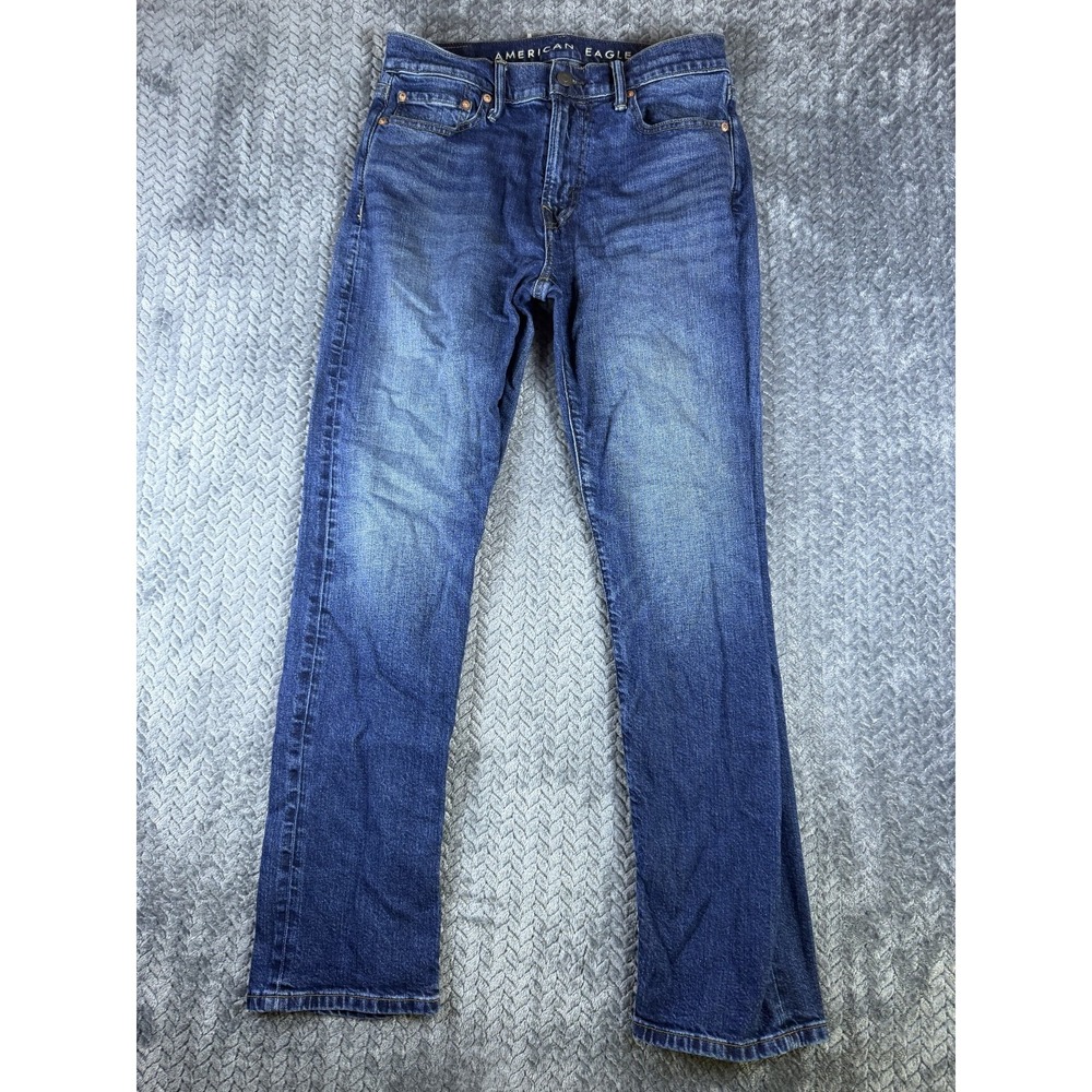 American Eagle Flex Bootcut Jeans Mens 30x32 Blue Denim Mid Rise Whiskering